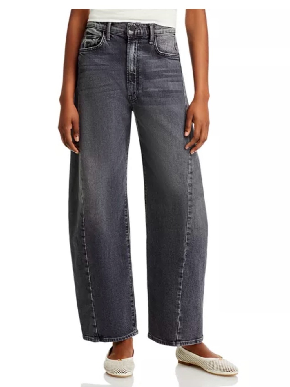 MOTHER SUPERIOR Half Pipe Flood Barrel Jeans in Outta Sight Washed Grey Size 29